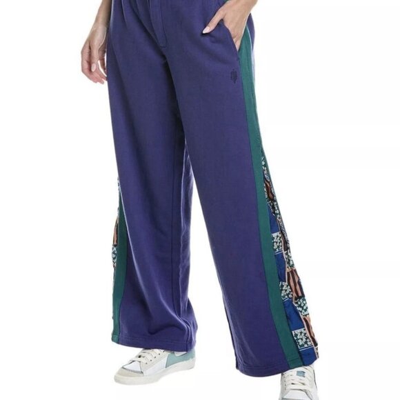 FP Movement Women’s Kickoff Terry Cotton Sweatpants Floral Inset Wide‎ Leg Small - Picture 1 of 12
